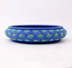 Handcrafted Blue Terracotta Urli with Golden Motifs